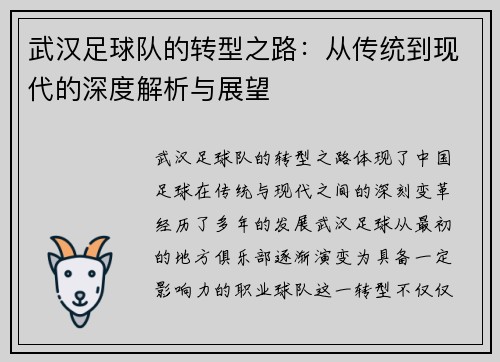 武汉足球队的转型之路：从传统到现代的深度解析与展望